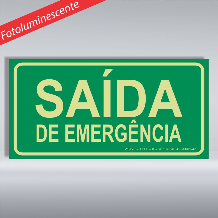 PLACA ROTA DE FUGA 30X15CM| SAÍDA DE EMERGÊNCIA